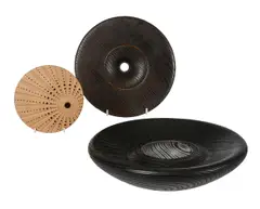 A group of three various turned wood centre pieces by Mike 'Chai' Scott, sculpture, offered Apr 2022