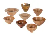 A GROUP OF EIGHT VARIOUS TURNED LIGHT WOOD BOWLS AND VESSELLS Including ash, beech, and birch Each numbered by Ray Key, sculpture, offered Apr 2022