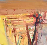 Maubec - Gold Vineyard by Barbara Rae, Mixed media on paper, offered Mar 2022