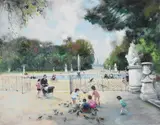 Le Grand Basson des Tuileries by Jules Rene Herve, oil, sold Mar 2022