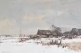 Norfolk landscape under snow by Edward Seago, oil, sold Mar 2022