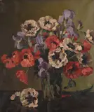 Iris and oriental poppiesOil on canvasSigned (lower right)76.5 x 63.5cm (30 x 25 in.)Condition Report: The canvas has not been relined by Herbert Davis Richter, oil, sold Mar 2022