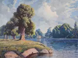 The Thames near CookhamOil on canvasSigned (lower left)51 x 69cm (20 x 27 in.) by Walter James Steggles, oil, sold Mar 2022