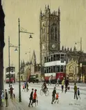 Manchester Cathedral by Arthur Delaney, oil, sold Mar 2022