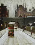 Sackville Street, ManchesterOil on boardSigned (lower right)24.5 x 19.5cm (9½ x 7½ in.)Provenance:The Selwyn Demmy Collection by Arthur Delaney, oil, sold Mar 2022