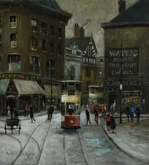 Marketplace by Arthur Delaney, 1965, oil, sold Mar 2022