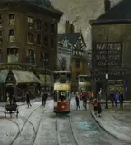Marketplace by Arthur Delaney, 1965, oil, sold Mar 2022