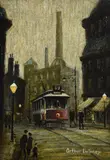 A tram with a mill beyondOil on boardSigned (lower right)23 x 15.5cm (9 x 6 in.)Provenance:The Selwyn Demmy Collection by Arthur Delaney, oil, sold Mar 2022