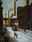 Trams and mills (B)Oil on boardSigned (lower right)34 x 26cm (13¼ x 10 in.)Provenance:The Selwyn Demmy Collection by Arthur Delaney, Oil on boardSigned, sold Mar 2022