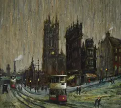 Manchester CathedralOil on boardSigned (lower left)20.5 x 22.5cm (8 x 8¾ in.)Provenance:The Selwyn Demmy Collection by Arthur Delaney, oil, sold Mar 2022