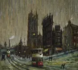 Manchester CathedralOil on boardSigned (lower left)20.5 x 22.5cm (8 x 8¾ in.)Provenance:The Selwyn Demmy Collection by Arthur Delaney, oil, sold Mar 2022