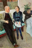 Self Portrait with Nancy Carline by Carel Weight, oil, sold Mar 2022