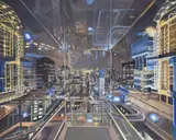 View from Lloyds Building IV Night Time by John Wonnacott, oil, sold Mar 2022