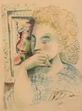 Portrait of a woman by Béla Kádár, watercolor, sold Mar 2022