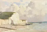 The White CliffsWatercolourSigned (lower right)35 x 52cm (13¾ x 20¼ in.)Exhibited: James Bourlet & Sons, Ltd, Britain in Watercolours, 1954 by Norman Wilkinson, watercolor, sold Mar 2022
