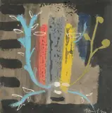 Foliate Head (from screen Wessex Hotel, Winchester)Watercolour and gouacheSigned (lower right)20 x 20cm (7¾ x 7¾ in.)Executed in the mid-1950s by John Piper, Watercolour and gouacheSigned, sold Mar 2022