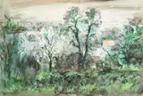 From Clytha Castle into the mistWatercolour by John Piper, pastel, sold Mar 2022