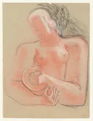 Nude with Pestle and MortarColoured chalks31.5 x 24cm (12¼ x 9¼ in.)Provenance:The Artist's EstateGillian Jason Gallery, London by Frank Dobson, drawing, sold Mar 2022
