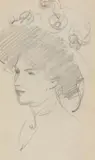 Portrait of a lady in a hat by John Duncan Fergusson, drawing, sold Mar 2022