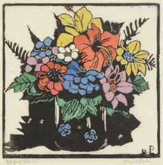HibiscusWoodcut with hand-colouring, 1925Signed in pencil, titled, and inscribed '9th proof by Margaret Preston, pencil, sold Mar 2022
