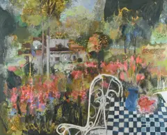 Le Chaise Blanche Oil on canvas Signed (lower right) further signed and titled (verso) 81.5 x 100cm (32 x 39¼ in.) Condition Report: No obvious condition issues by Monique Journod, Oil on canvas, sold Mar 2022