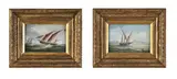Shipping scenes by J. Saunders, Oil on panel Both indistinctly signed, offered Feb 2022