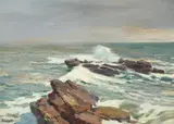 Seascape Oil on board Signed (lower left) 46 x 64.5cm (18 x 25¼ in.) Condition Report: Light surface dirt by Henry Émile Vollet, Oil on board, offered Feb 2022
