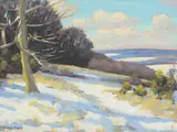 Snowy landscape by Rudolf Onslow Ford, Oil on board, offered Feb 2022