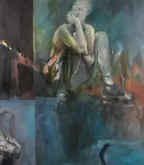 Reflection by Lesley Halliwell, 1989, acrylic, offered Feb 2022