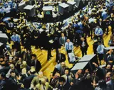 Trading Floor, New York Oil on canvas over a printed base 112 x 143cm (44 x 56¼ in.) Condition Report: Appears to be in good original condition by Dominic Zeff, Oil on canvas over a printed base, offered Feb 2022