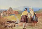 Peat Gatherers by John Mole, 1857, Watercolour, offered Feb 2022