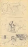 A sheet of three sketches of figures in landscapes by Roger de La Fresnaye, Pencil on wove paper, offered Feb 2022