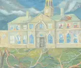 Ruined house Gouache on paper Signed with monogram and dated 49 (lower left) 45 x 53.5cm (17½ x 21 in.) by Joseph de Decker, Gouache on paper, offered Feb 2022