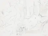 Sharon on chaise longue Pencil and wash Signed and dated 1985 (lower right) 37.5 x 49cm (14¾ x 19¼ in.) Provenance: Affordable Arts, Bristol (1986) by Edward Piper, 1985, Pencil and wash, offered Feb 2022