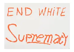 End White Supremacy Spray paint and stencil on paper, 2021 Signed and dated in pencil, numbered 22/100 49.8 x 69.8cm (19½ x 27¼ in.) Unframed by Sam Durant, pencil, offered Feb 2022