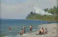 In The Beach by Grigori Gordon, 1953, oil, sold Jan 2022