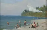 In The Beach by Grigori Gordon, 1953, oil, sold Jan 2022