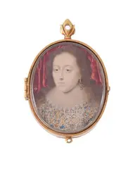 A lady by John Hoskins, Watercolour and bodycolour on vellum, oval, sold Dec 2021