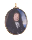 A gentleman by Nicholas Dixon, Watercolour and bodycolour on vellum with playing card backing, oval, sold Dec 2021
