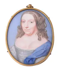 A lady by Samuel Cooper, Watercolour and bodycolour on vellum, oval, sold Dec 2021