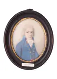 Clive Thomas Esq by Richard Cosway, Watercolour and pencil on paper, oval, offered Dec 2021