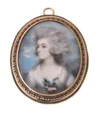 A lady by Y Andrew Plimer, 1786, Watercolour on ivory, oval, sold Dec 2021