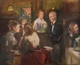 A busy evening at Green's Oil on canvas Signed and dated 90 (lower left) 40.5 x 50.5cm (15¾ x 19¾ in.) by Antony Bream, Oil on canvas, offered Dec 2021