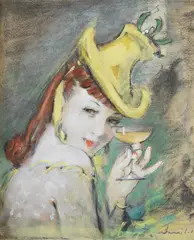 The champagne toast by William Barribal, Pastel and gouache, sold Dec 2021