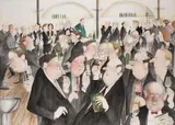 Wine Tasting Pencil and watercolour Signed and dated 85 (lower right) 106 x 152cm (41½ x 59¾ in.) by Sue Macartney-Snape, Pencil and watercolour, sold Dec 2021