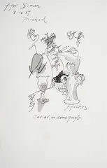 Caviar, to some people Ink, wash and gouache Signed, titled, dated and dedicated "ffor Simon 8.10.87, Michael" 34 x 24cm (13¼ x 9¼ in.) by Michael ffolkes, Ink, wash and gouache, sold Dec 2021