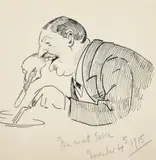 Carlton Hotel by D.C. Bolton, Pen and ink, sold Dec 2021