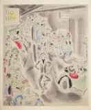 The theatre queue Etching with hand-colouring, from 'Rues et visages de Londres by Charles Laborde, Etching with hand-colouring, from 'Rues et visages de Londres', offered Dec 2021