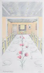 Views of Green's Restaurant by Michael Stiff, 1986, print (other), sold Dec 2021