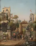 View of the Villa Dei Falconieri by F. Gerard, oil, sold Dec 2021